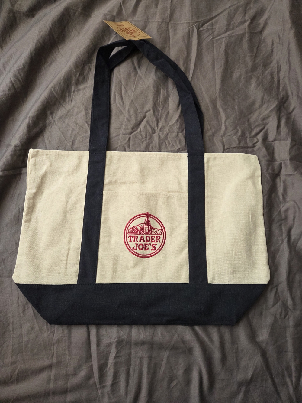 Trader Joe's Large Navy Blue Canvas Tote